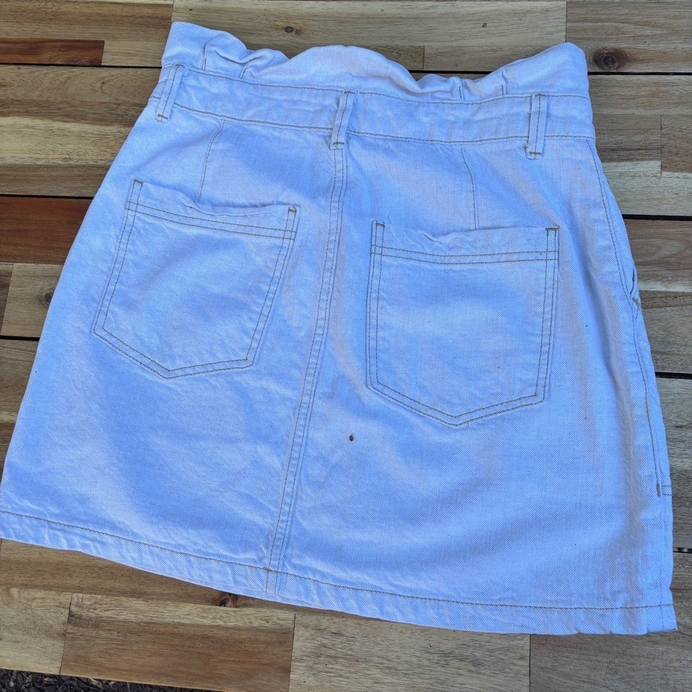 Free People White Utility Skirt‎ – Size 8 Linen Cotton Blend - Picture 9 of 9